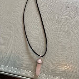 Beautiful clear Crystal necklace with black sting. Never worn!